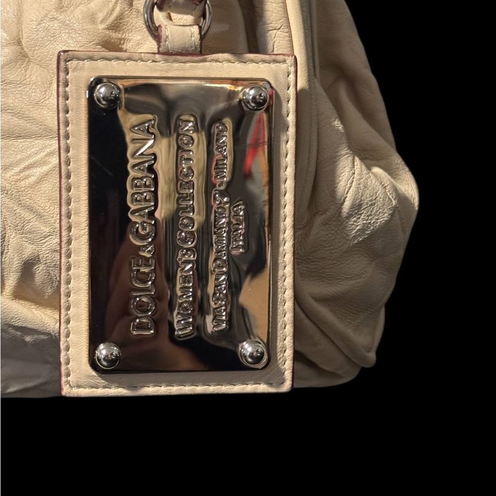 Dolce & Gabbana Miss Curly Cream “Wrinkled” Leather Shoulder Bag - Picture 4 of 11